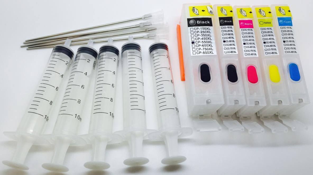 Refillable Canon Ink Cartridges (550xl / 551xl) with needles