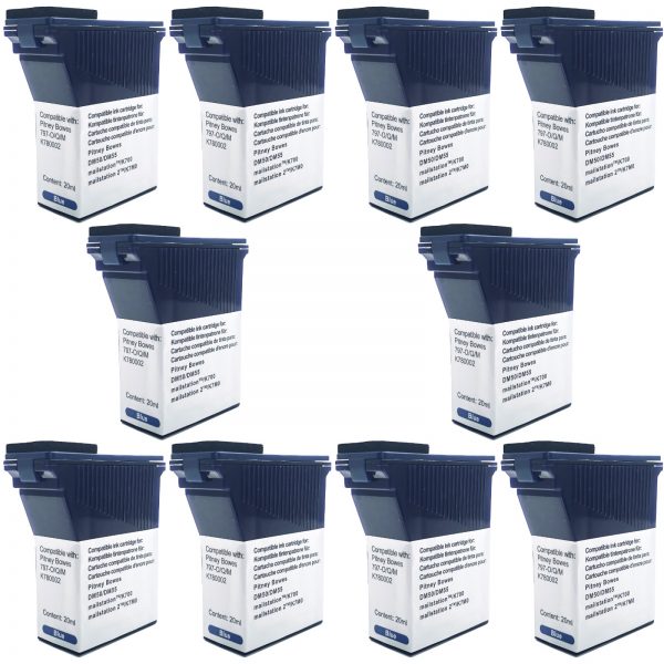 Compatible Pitney Bowes Franking Ink Cartridge Blue DM50 (K700) DM60 Series Lot Set of 10
