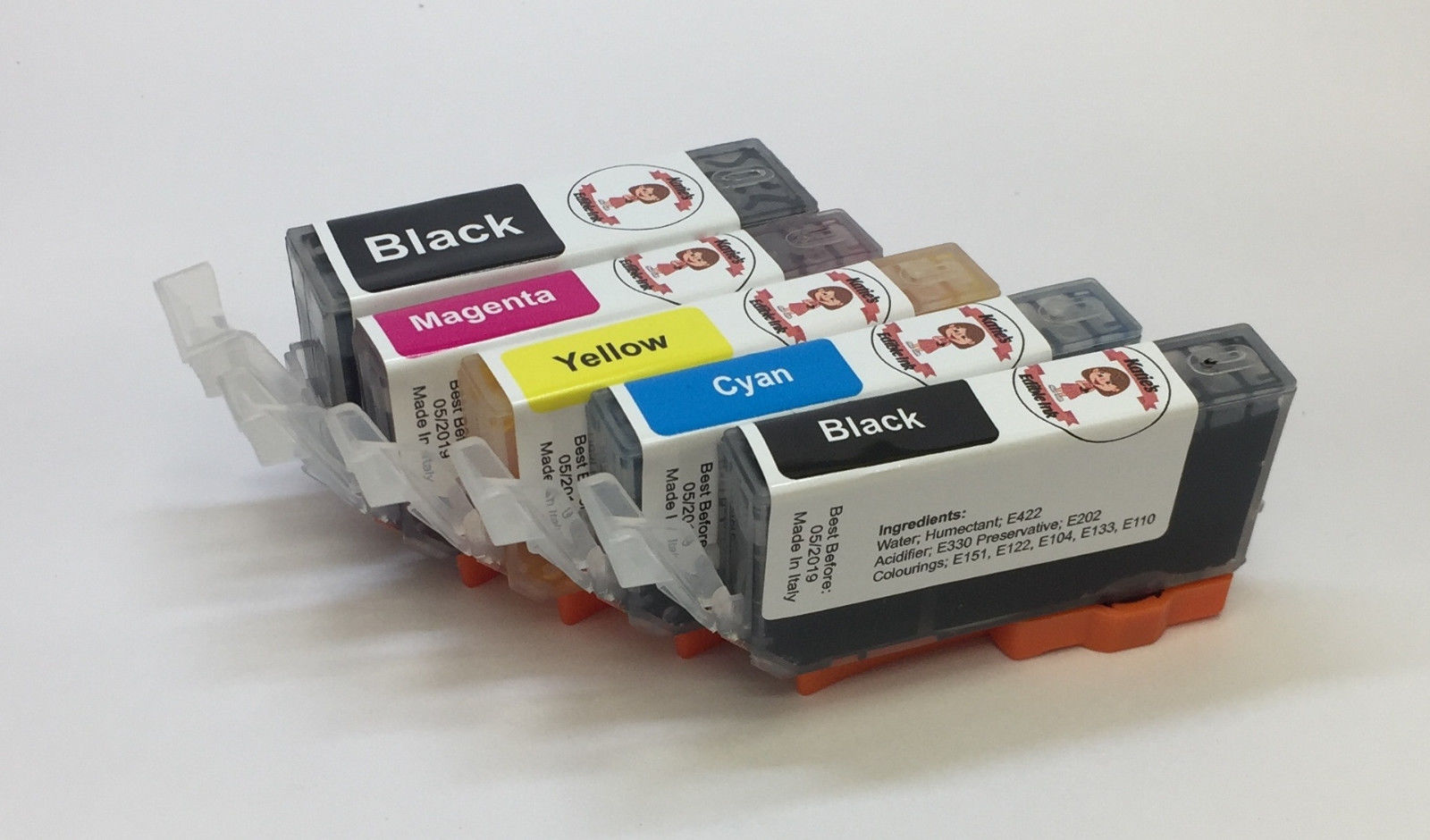 Filled Katie's Edible Ink Cartridges For PGI-520/CLI-521